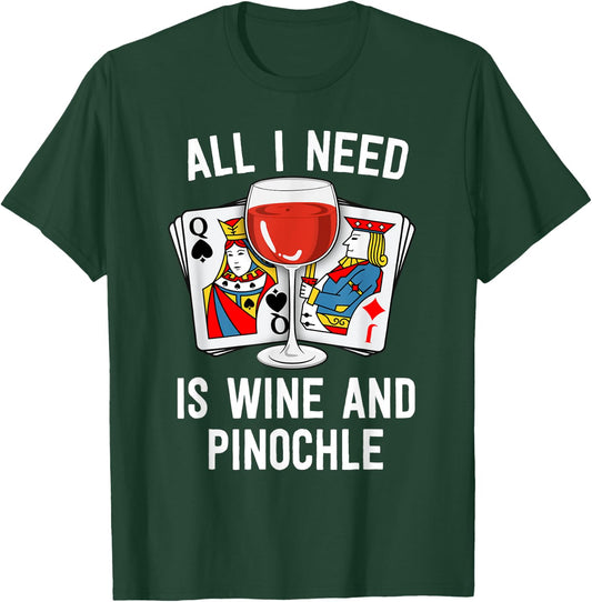 Funny Pinochle Shirt Wine And Pinochle Grandma Mom T-Shirt - T-Shirt | Forest