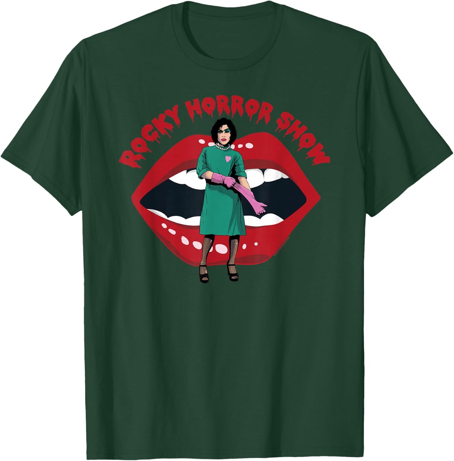 Rocky Horror Show Dr Frank N Furter Gloves Mouth Logo T-Shirt - T-Shirt | Forest