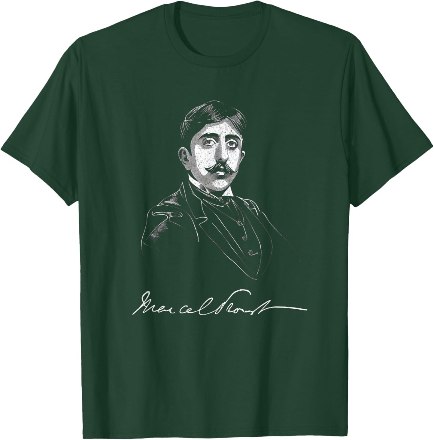 Marcel Proust with Signature For Literature Fans T-Shirt - T-Shirt | Forest