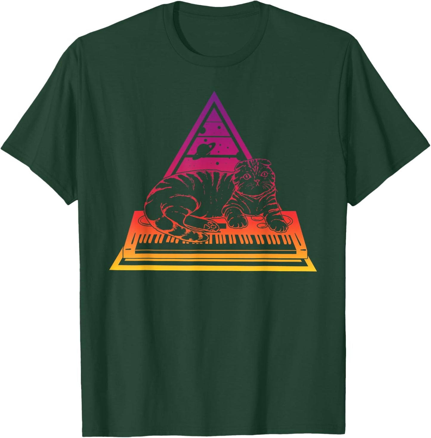 Techno Synth Analogue Cat Synthesiser Men Women T-Shirt - T-Shirt | Forest