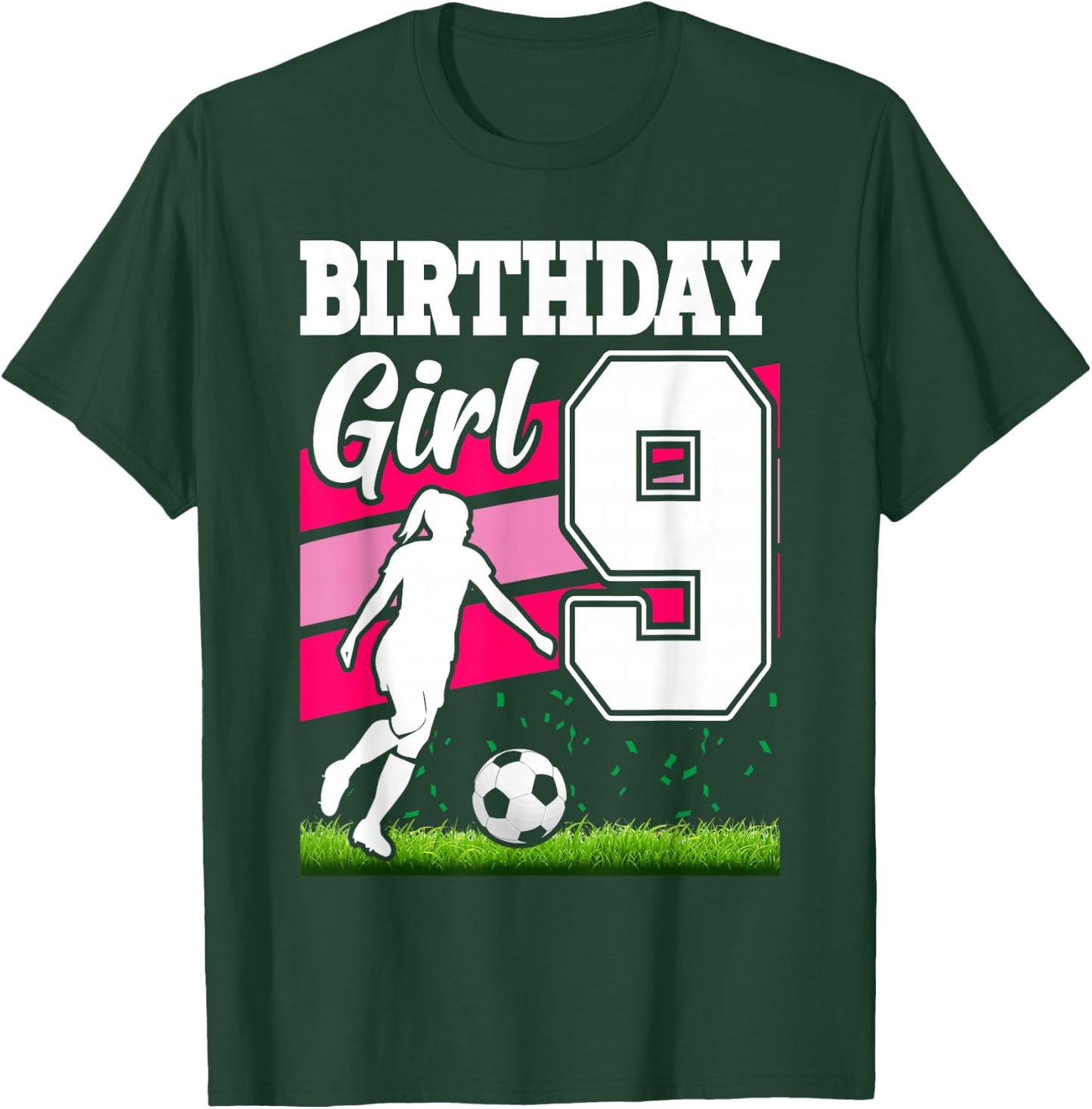 9 Year Old Soccer Birthday Party Theme 9th For Girl T-Shirt - T-Shirt | Forest