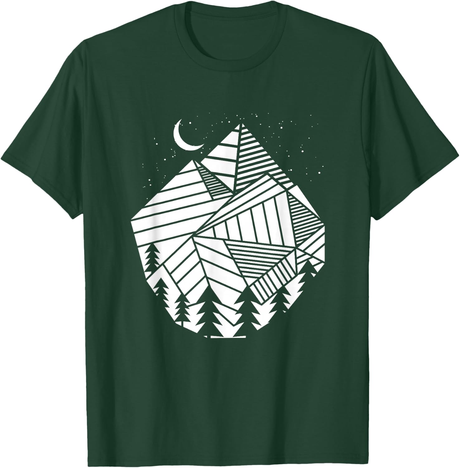 Hiking Polygon Mountains Trees - Geometric Shapes Hike Hiker T-Shirt - T-Shirt | Forest