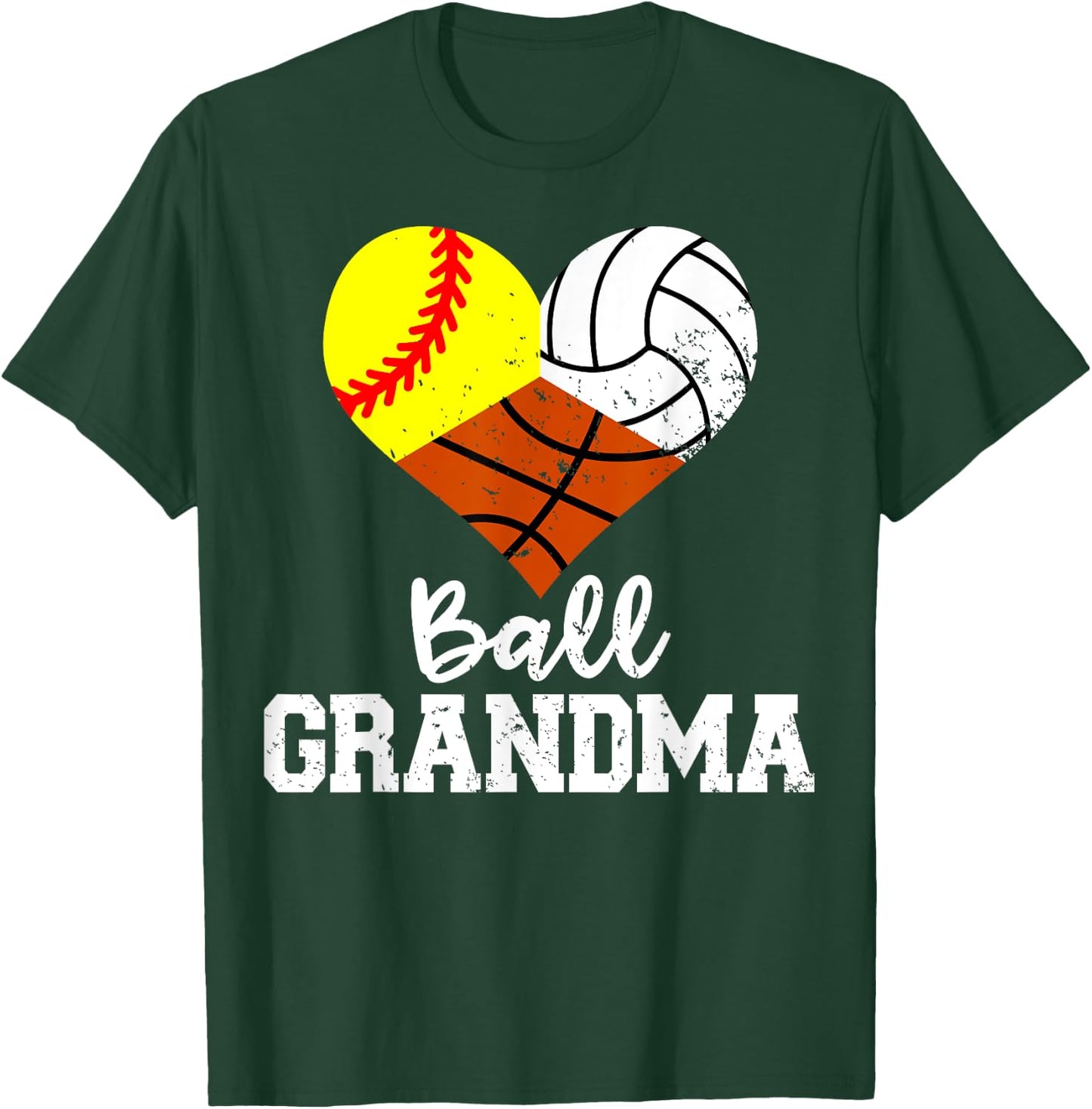 Ball Grandma Funny Softball Volleyball Basketball T-Shirt - T-Shirt | Forest