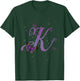 Romantic Butterfly Initial Letter K Purple Monogram T-Shirt - T-Shirt | Forest