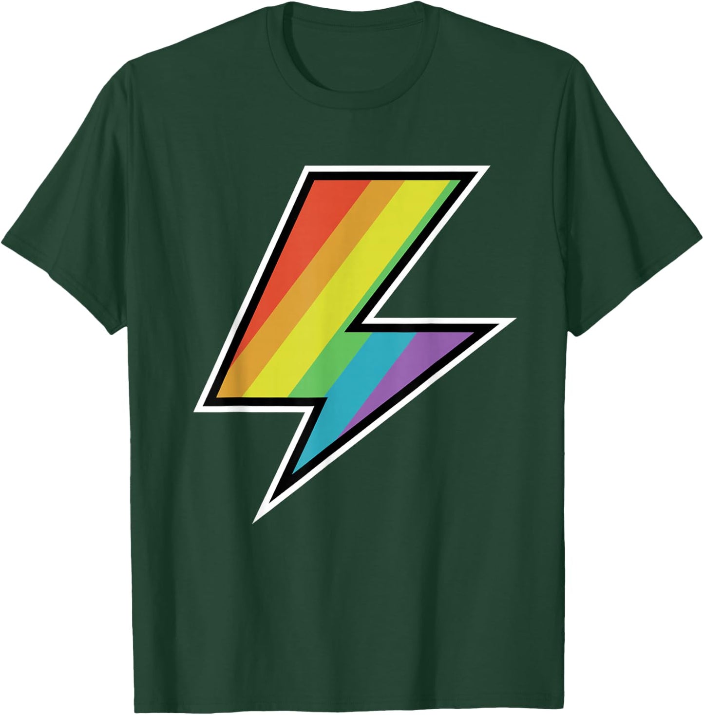 Cool Vintage Rainbow Lightning Bolt LGTBQ Pride T-Shirt - T-Shirt | Forest