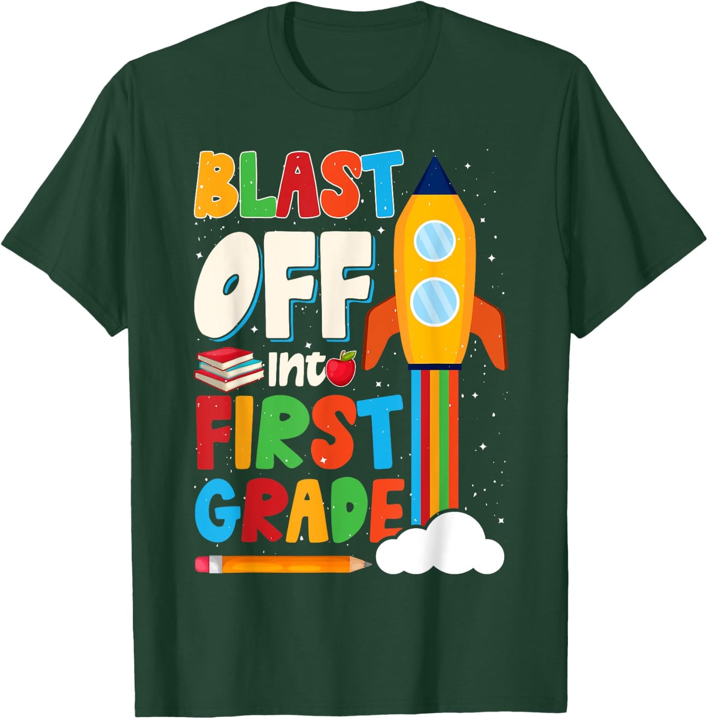 Blast Off Into 1st Grade First Day of School Kids T-Shirt - T-Shirt | Forest
