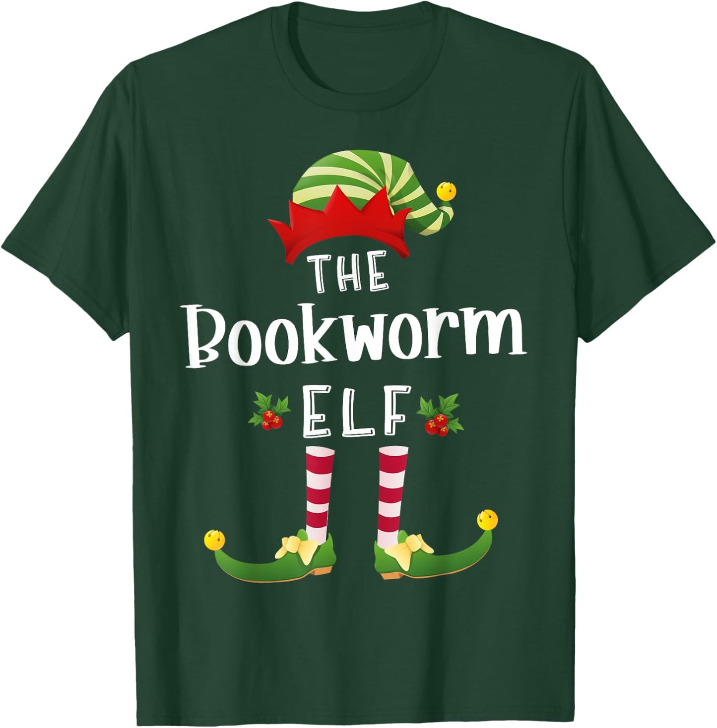 Bookworm Christmas Elf Matching Pajama X-Mas Party T-Shirt - T-Shirt | Forest