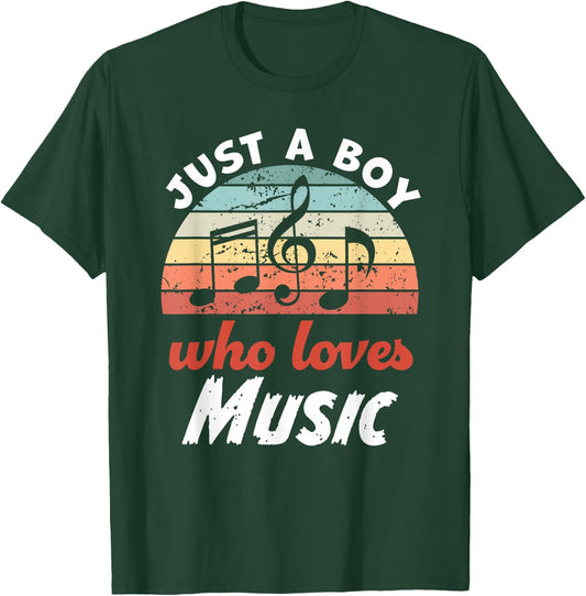 Just A Boy Who Loves Music Kids Music Boys T-Shirt - T-Shirt | Forest