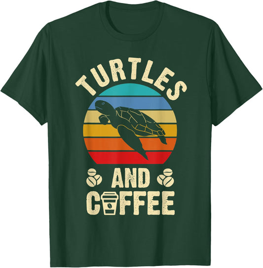 I like Turtles & Coffee Funny vintage Pet theme lover gift T-Shirt - T-Shirt | Forest