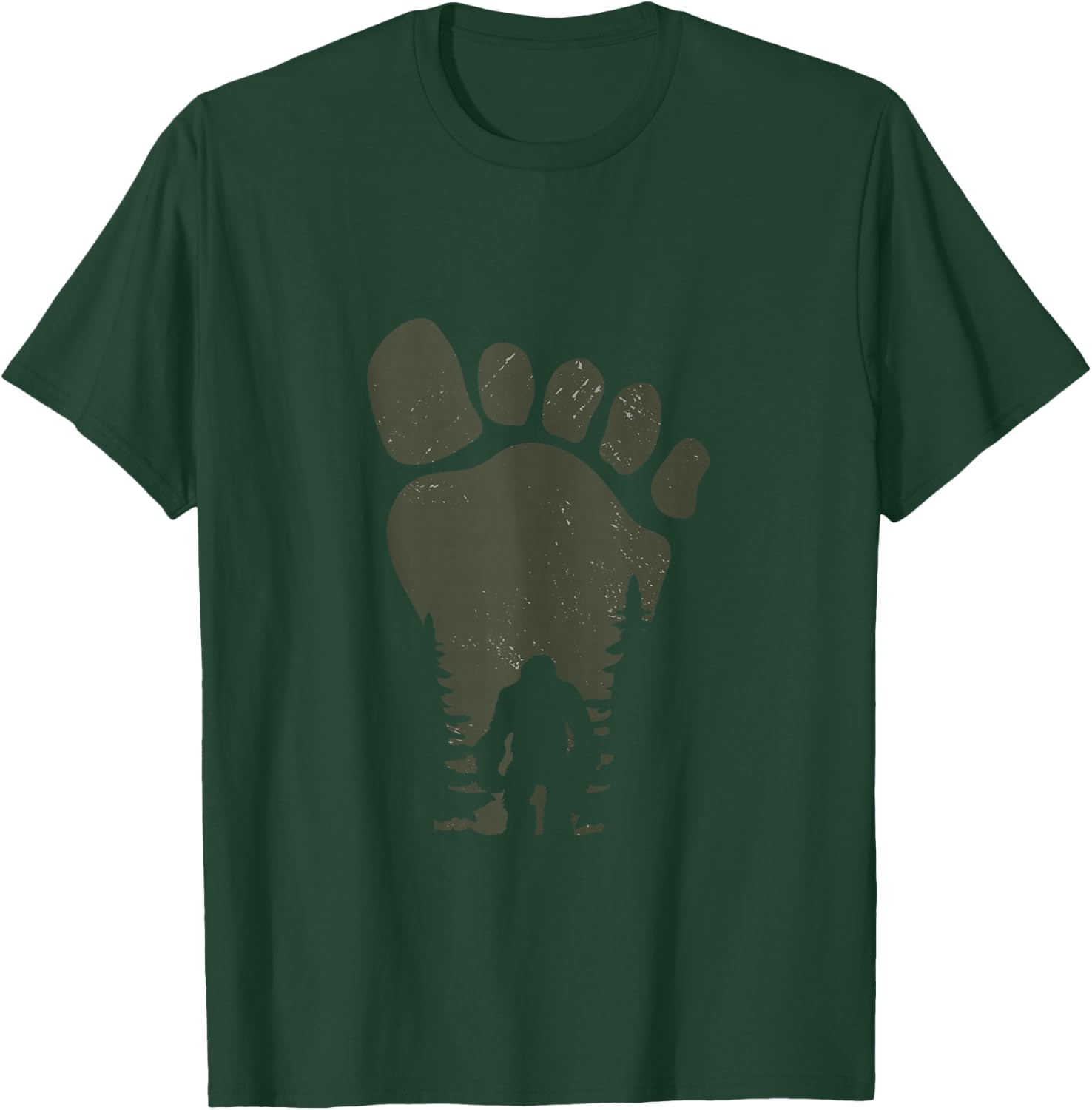 Sasquatch Or Bigfoot In The Forest Footprint T-Shirt - T-Shirt | Forest