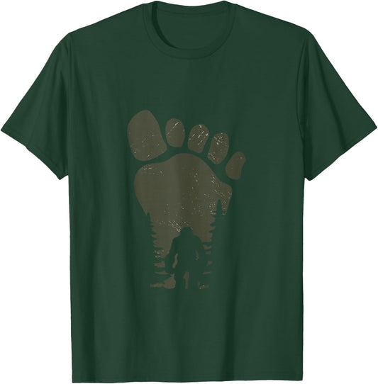 Sasquatch Or Bigfoot In The Forest Footprint T-Shirt - T-Shirt | Forest