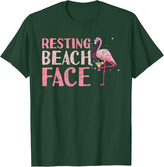 Resting Beach Face Flamingo T-Shirt - T-Shirt | Forest