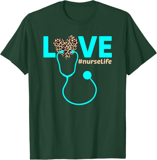 Nurse Life RN LPN CNA Healthcare Leopard Nurse Week 2023 T-Shirt - T-Shirt | Forest