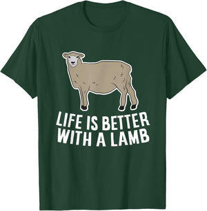 Life Is Better With A Lamb Cute Lamb Farmer T-Shirt - T-Shirt | Forest