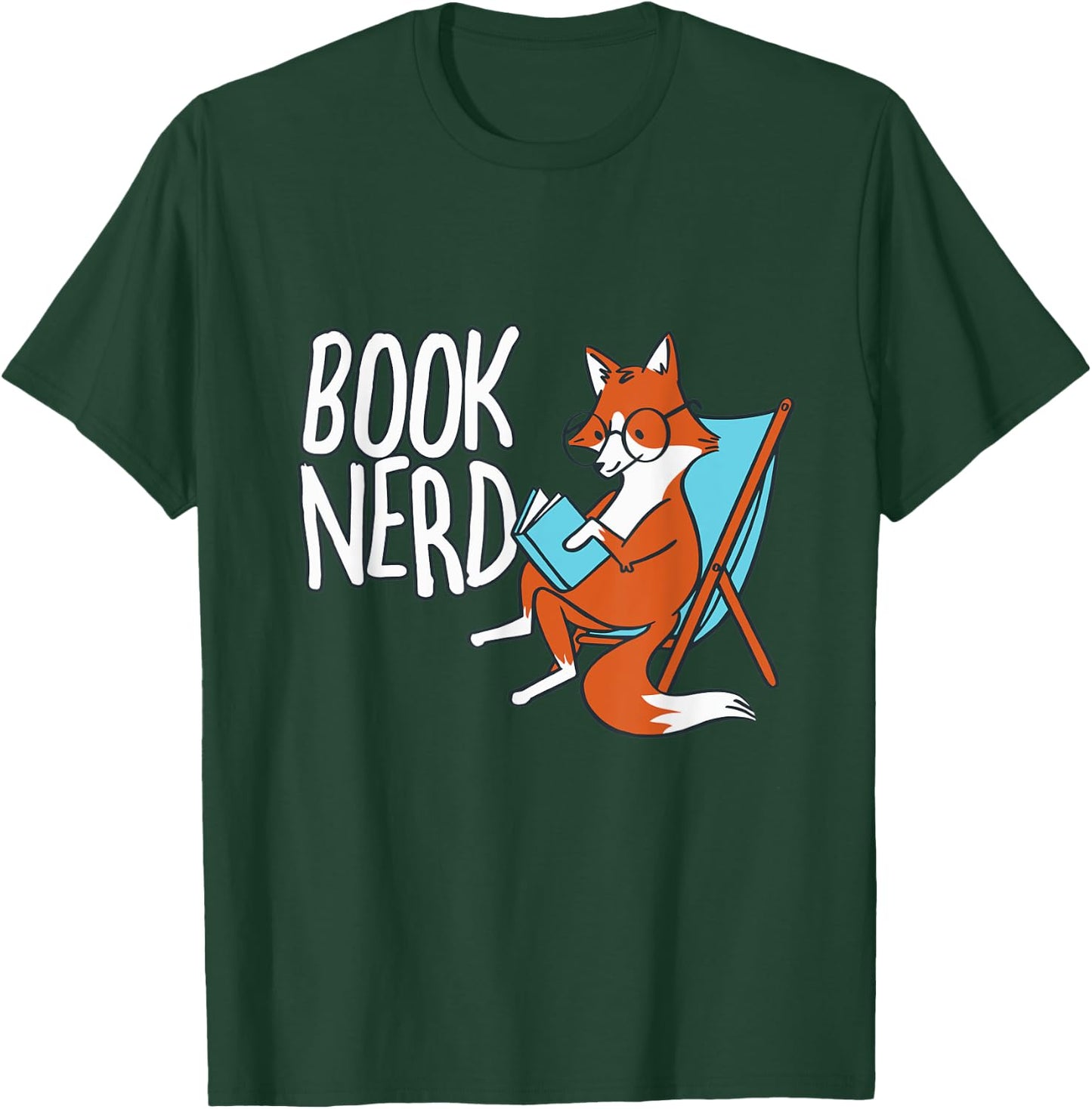 Fox Book Reading Retro Nerd Funny Librarian Boys Girls Kids T-Shirt - T-Shirt | Forest