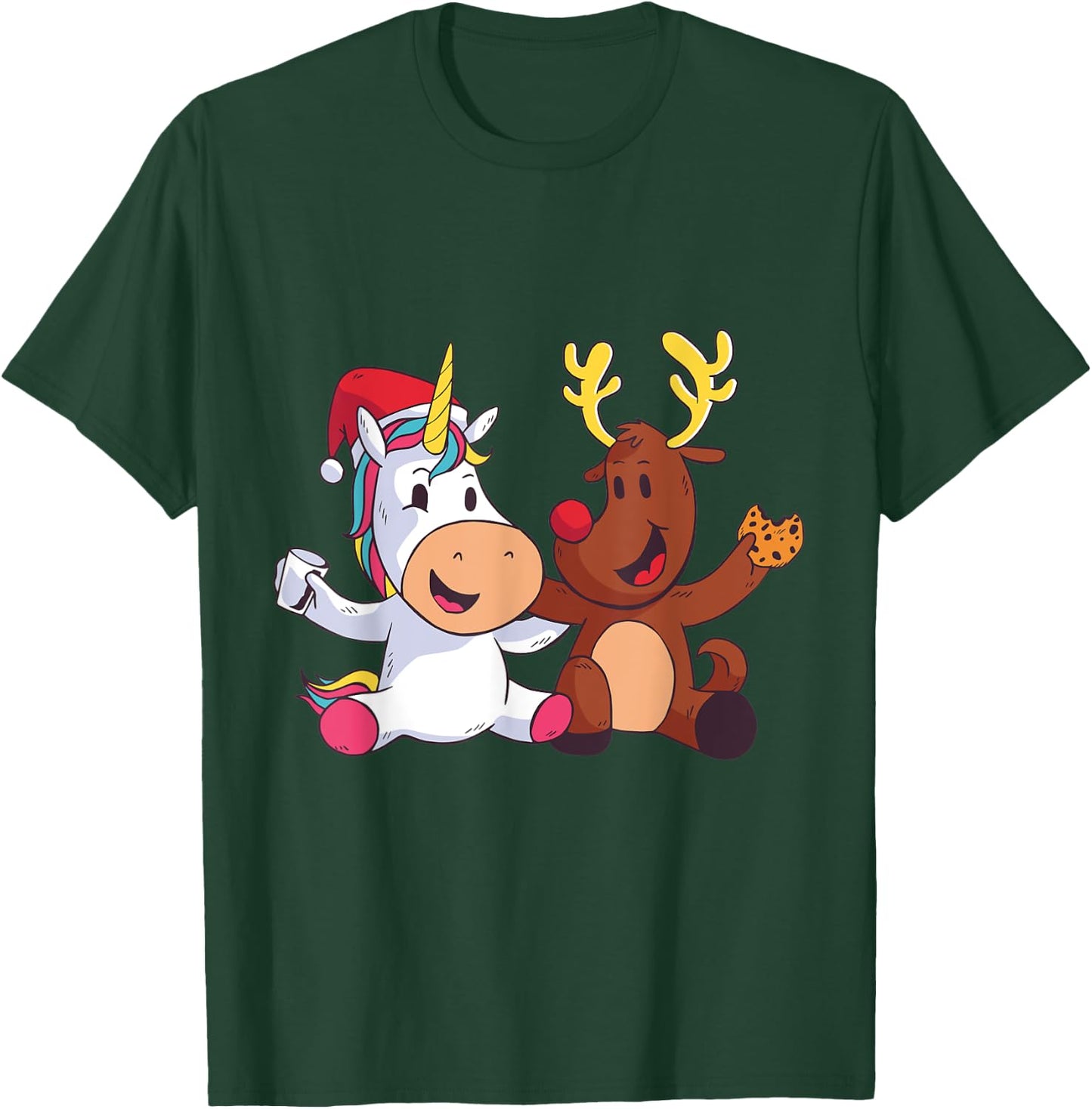 Reindeer Rudolph Christmas Ren Red Nosed Unicorn Gift T-Shirt - T-Shirt | Forest