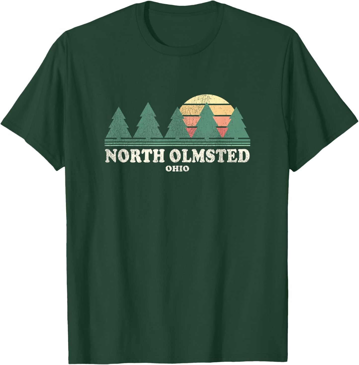 North Olmsted OH Vintage Throwback Retro 70s Design T-Shirt - T-Shirt | Forest