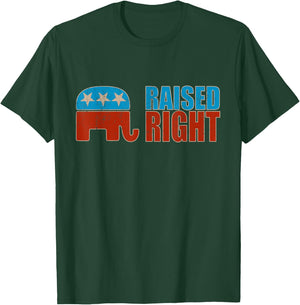 Raised Right Trump 2020 Republican Conservative T-Shirt - T-Shirt | Forest