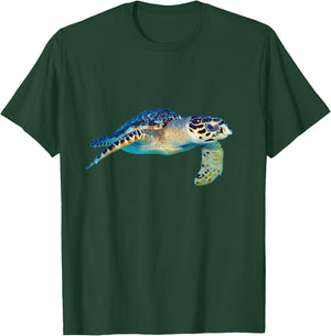 Friendly Sea Turtle Swimming Underwater Photo Art Cutout T-Shirt - T-Shirt | Forest