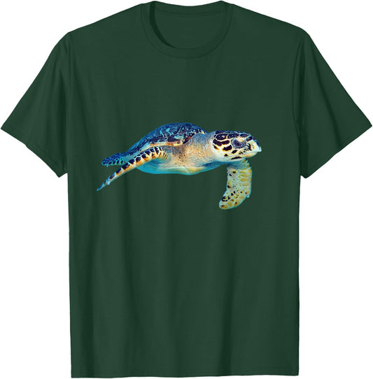 Friendly Sea Turtle Swimming Underwater Photo Art Cutout T-Shirt - T-Shirt | Forest