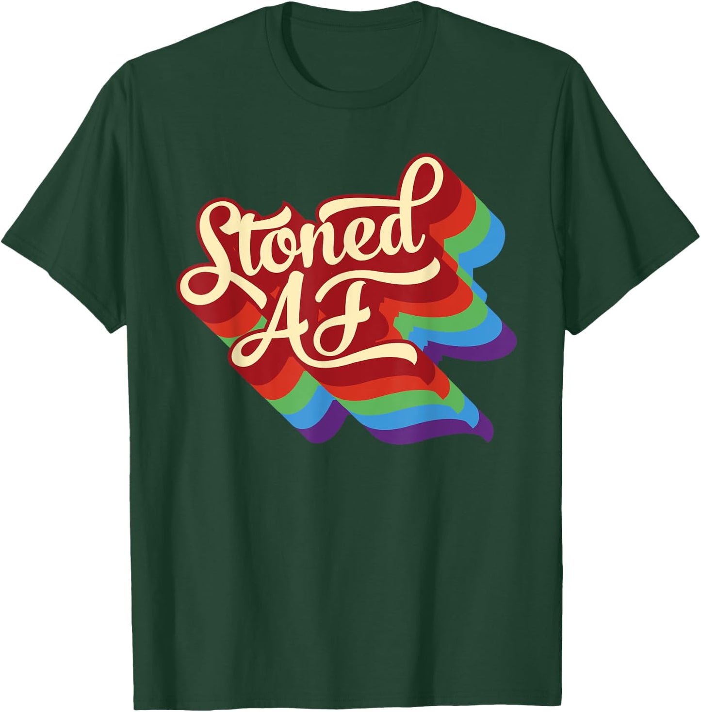 Retro 70s Stoned AF Cannabis T-Shirt - T-Shirt | Forest