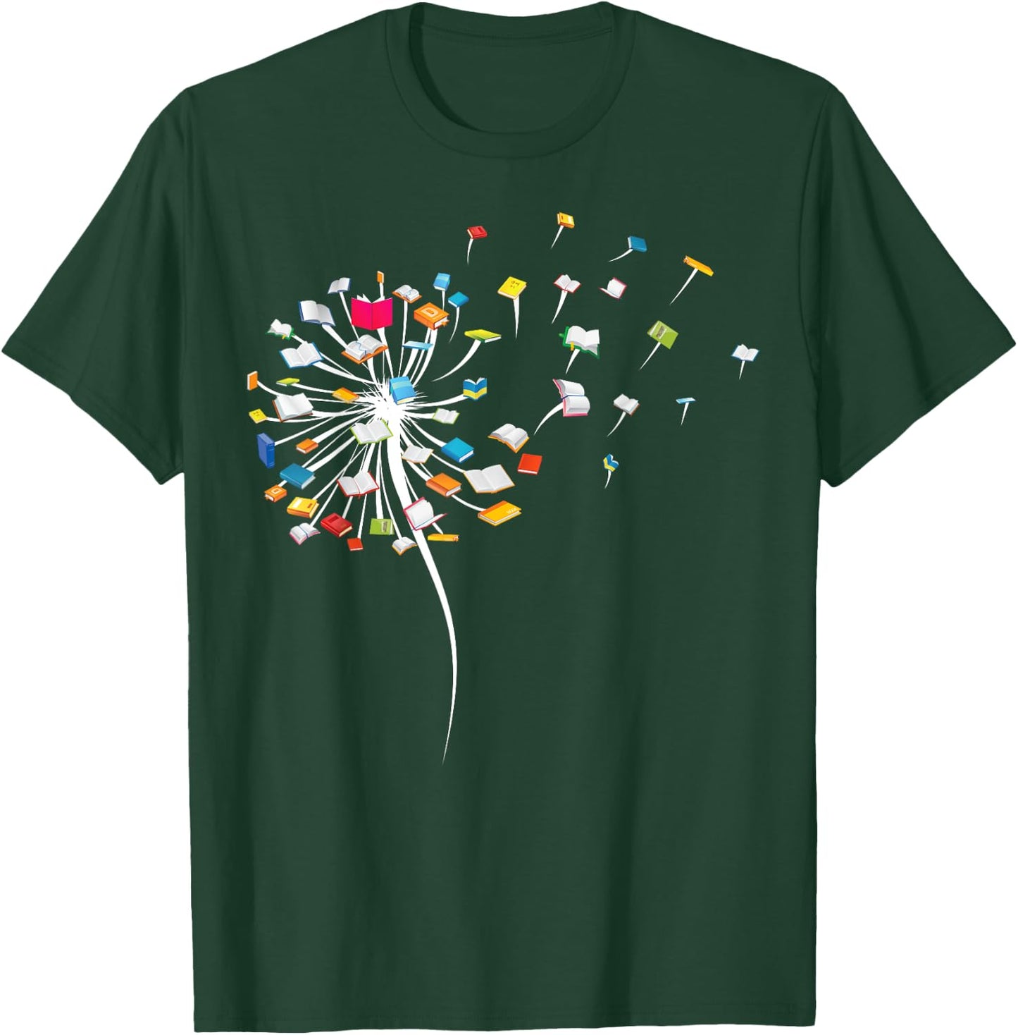 Funny Dandelion Books Gift Reading Lover Women Girls Small T-Shirt - T-Shirt | Forest