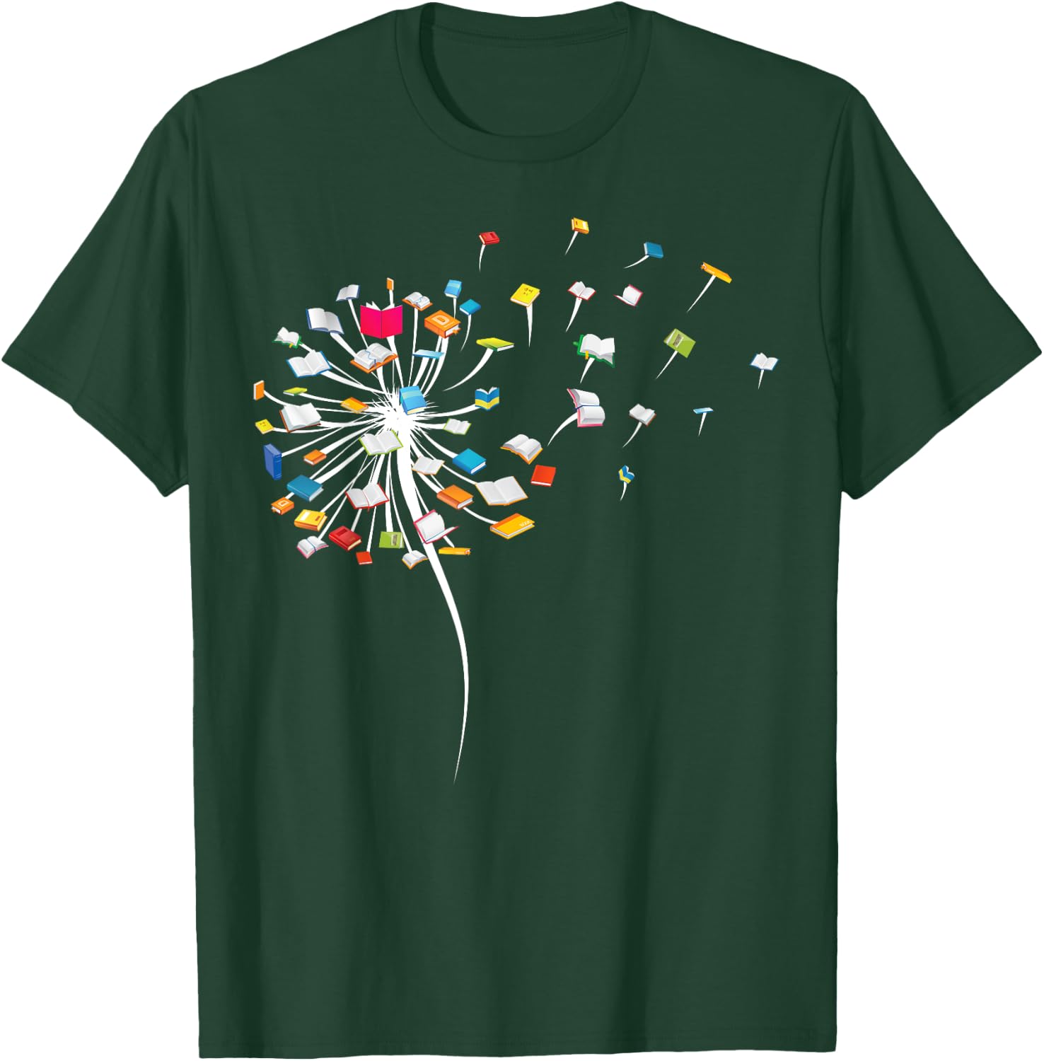 Funny Dandelion Books Gift Reading Lover Women Girls Small T-Shirt - T-Shirt | Forest