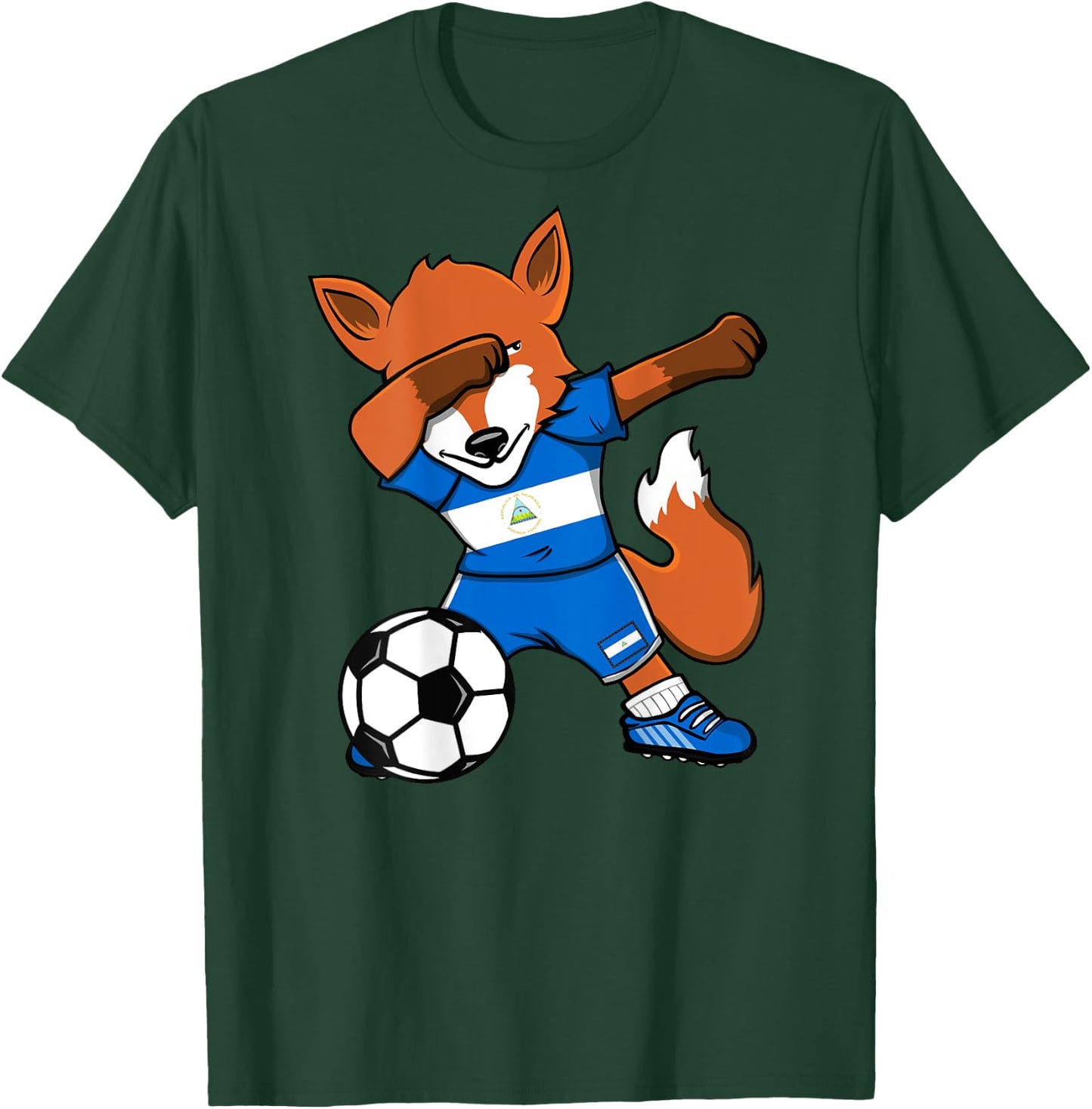 Dabbing Fox Nicaragua Soccer Fans Jersey Nicaragua Football T-Shirt - T-Shirt | Forest