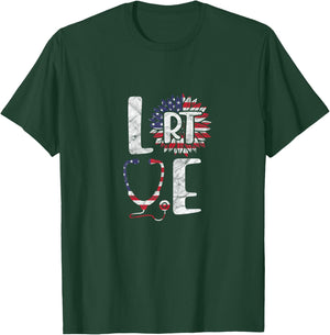 Love RT Respiratory Therapist 4th of July Patriotic Nurse Women T-Shirt - T-Shirt | Forest