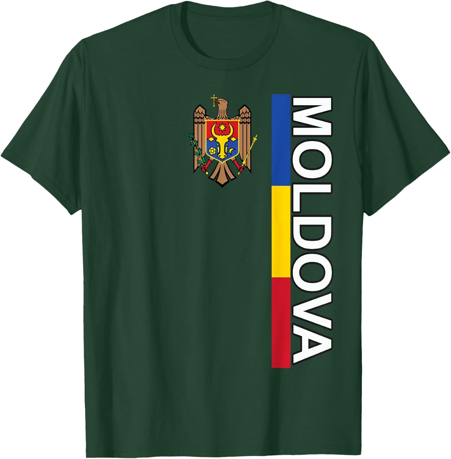 Moldovan Flag Left with Moldova Emblem T-Shirt - T-Shirt | Forest