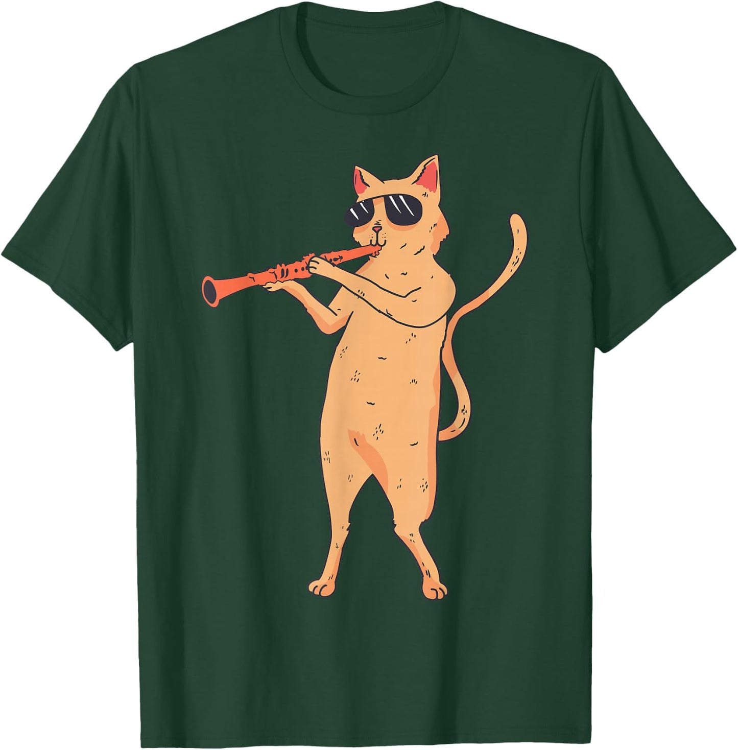 Cat Playing The Clarinet Gift kitty lover T-Shirt - T-Shirt | Forest