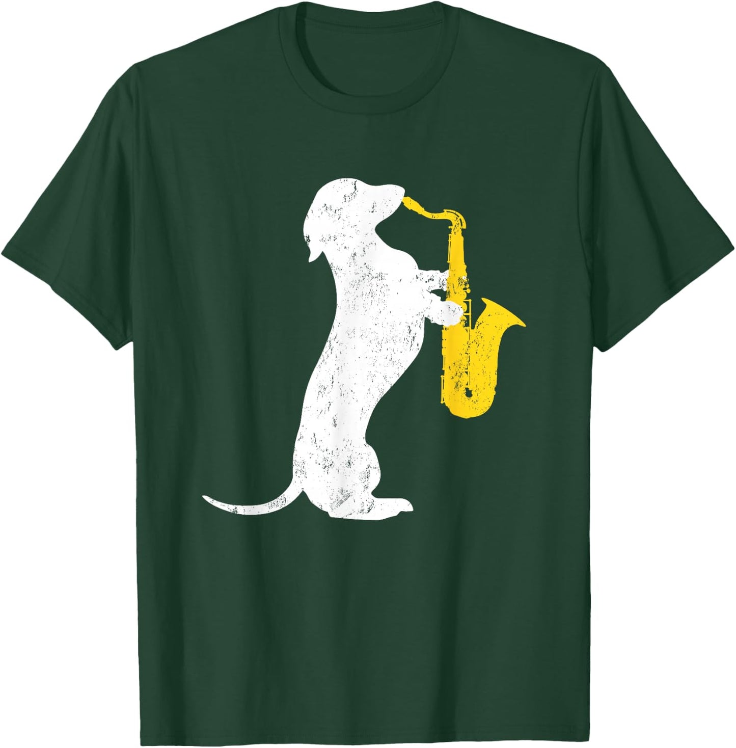 Dachshund Dog Lover Funny Dachshund Playing Saxophones Men Women Girls Kids T-Shirt - T-Shirt | Forest