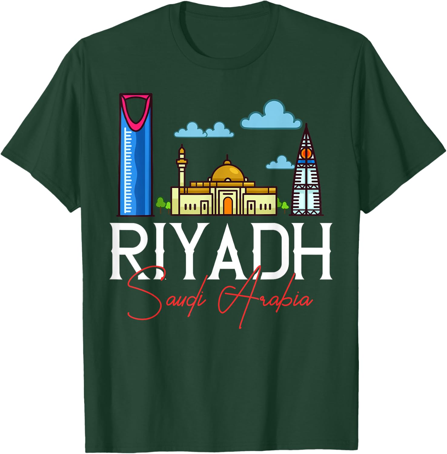 Riyadh Saudi Arabia City Skyline Map Travel T-Shirt - T-Shirt | Forest