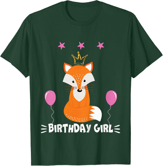 Birthday Girl Party Animal shirt Cool Cute Fox T-Shirt - T-Shirt | Forest