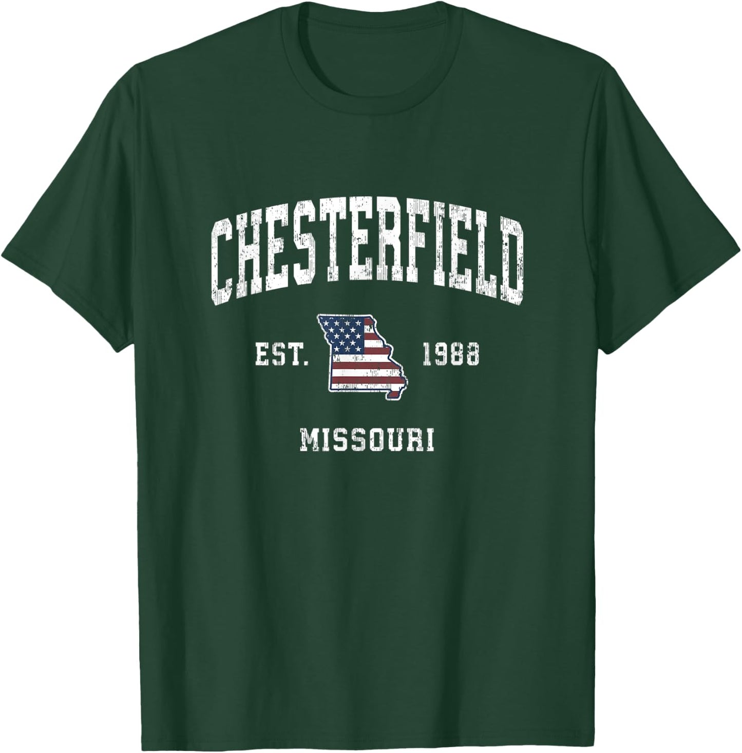 Chesterfield Missouri MO Vintage American Flag Sports Design T-Shirt - T-Shirt | Forest