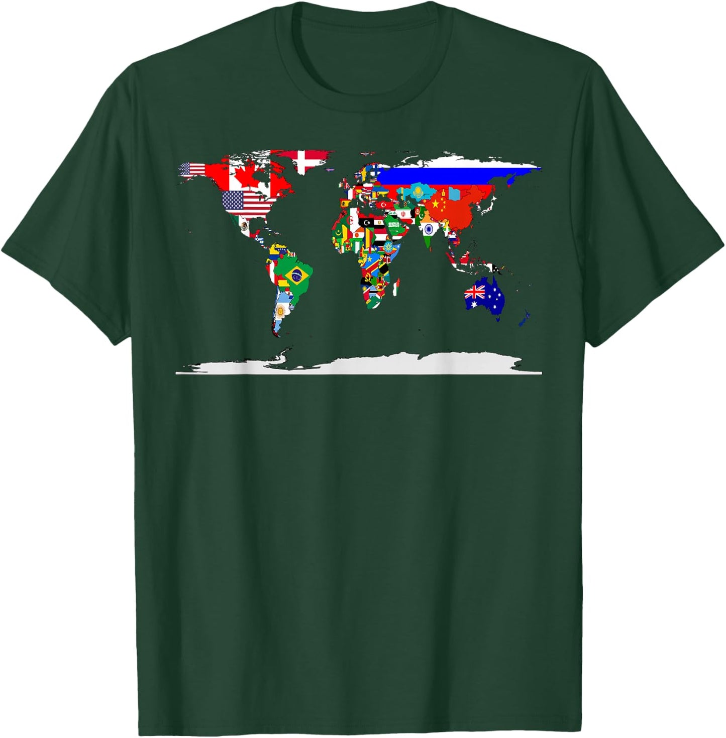 Map of The World and Flags of The Countries of The World T-Shirt - T-Shirt | Forest