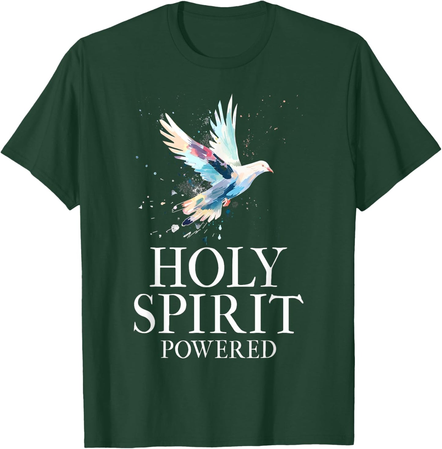 Christian White Dove Bird Watercolour Holy Spirit T-Shirt - T-Shirt | Forest