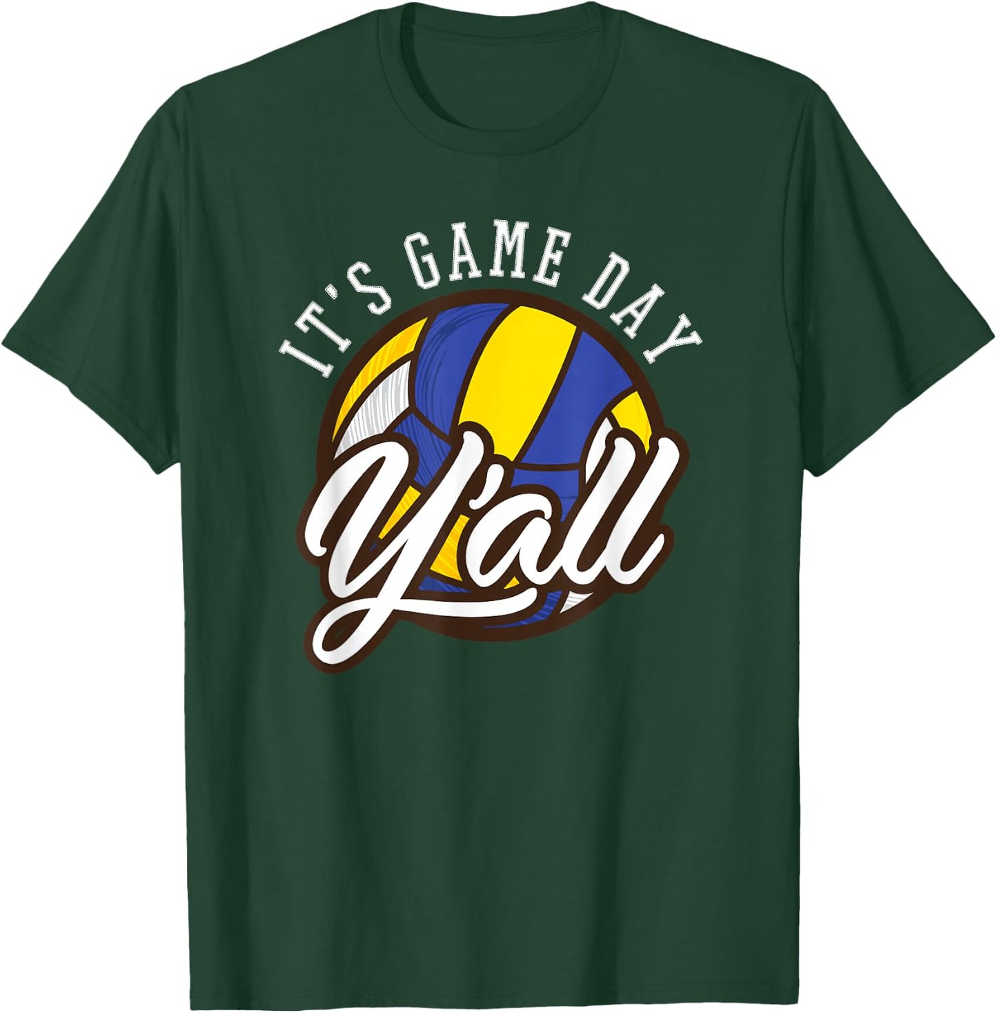 Vintage Sport - It's Game Day Y'all - Volleyball Fan T-Shirt - T-Shirt | Forest