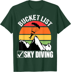 Bucket List Sky Diving Vintage Skydiver Skydiving Parachute T-Shirt - T-Shirt | Forest