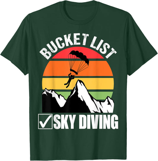 Bucket List Sky Diving Vintage Skydiver Skydiving Parachute T-Shirt - T-Shirt | Forest
