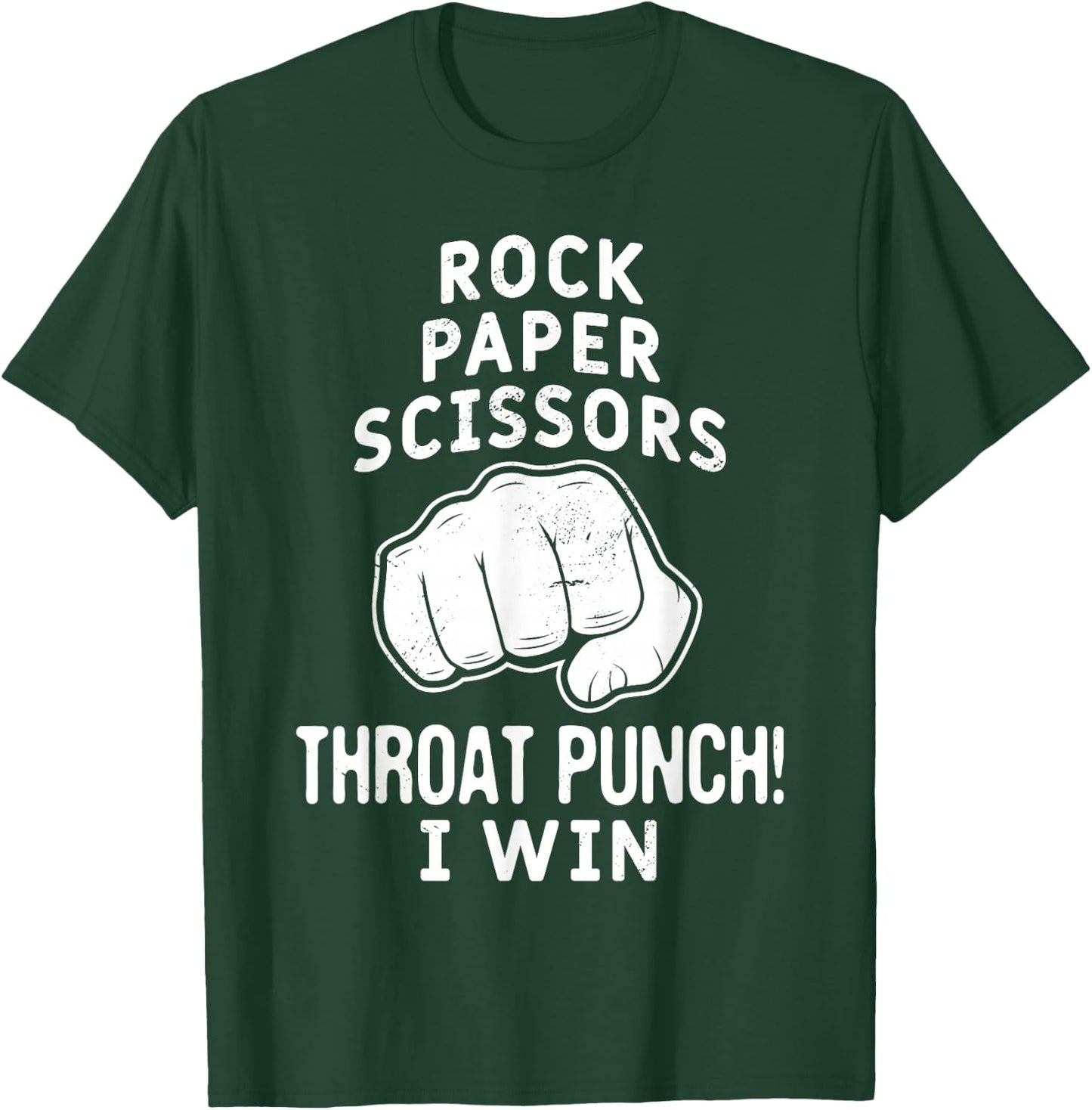 Funny Rock Paper Scissors Throat Punch I win T-Shirt - T-Shirt | Forest
