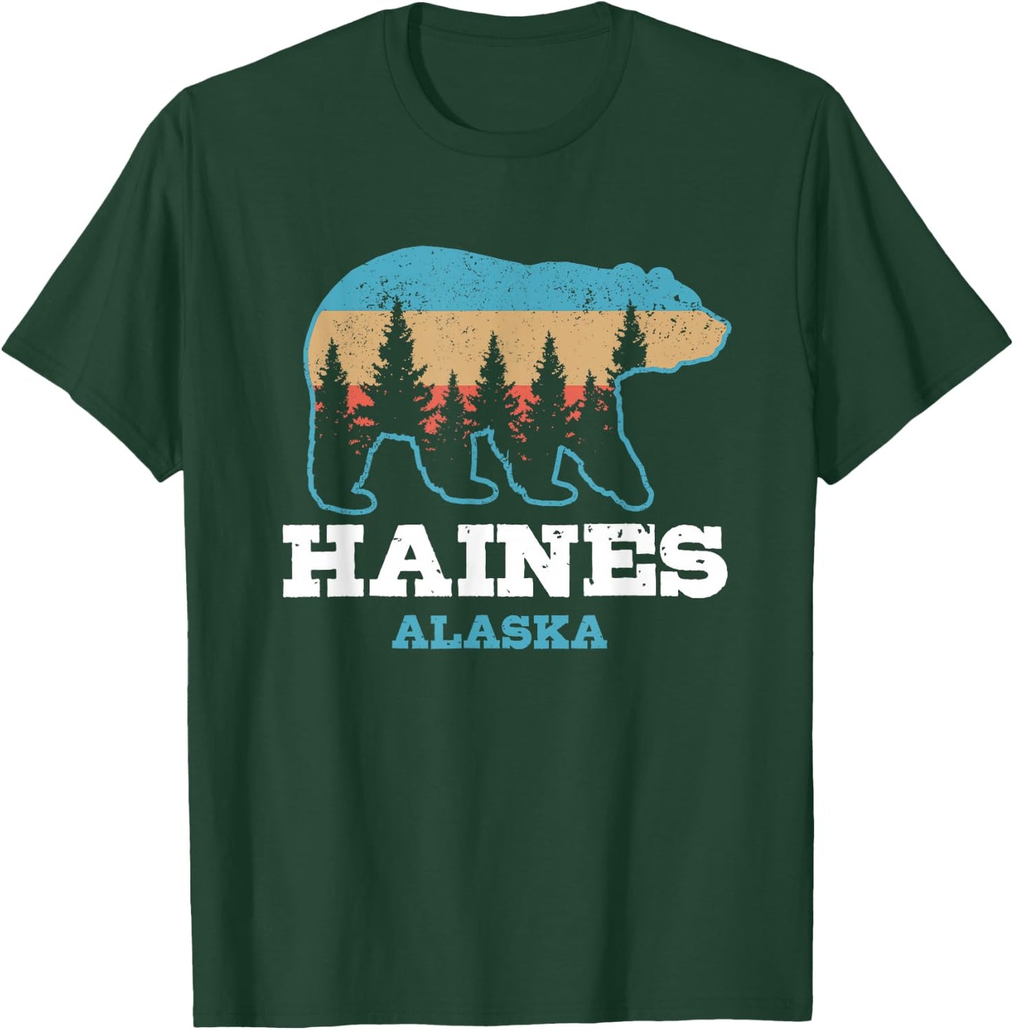 Haines Alaska Vintage Bear Grizzly Nature Souvenir Gift T-Shirt - T-Shirt | Forest