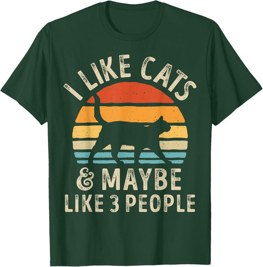 I Like Cats And Maybe Like 3 People Cat Retro Men T-Shirt - T-Shirt | Forest