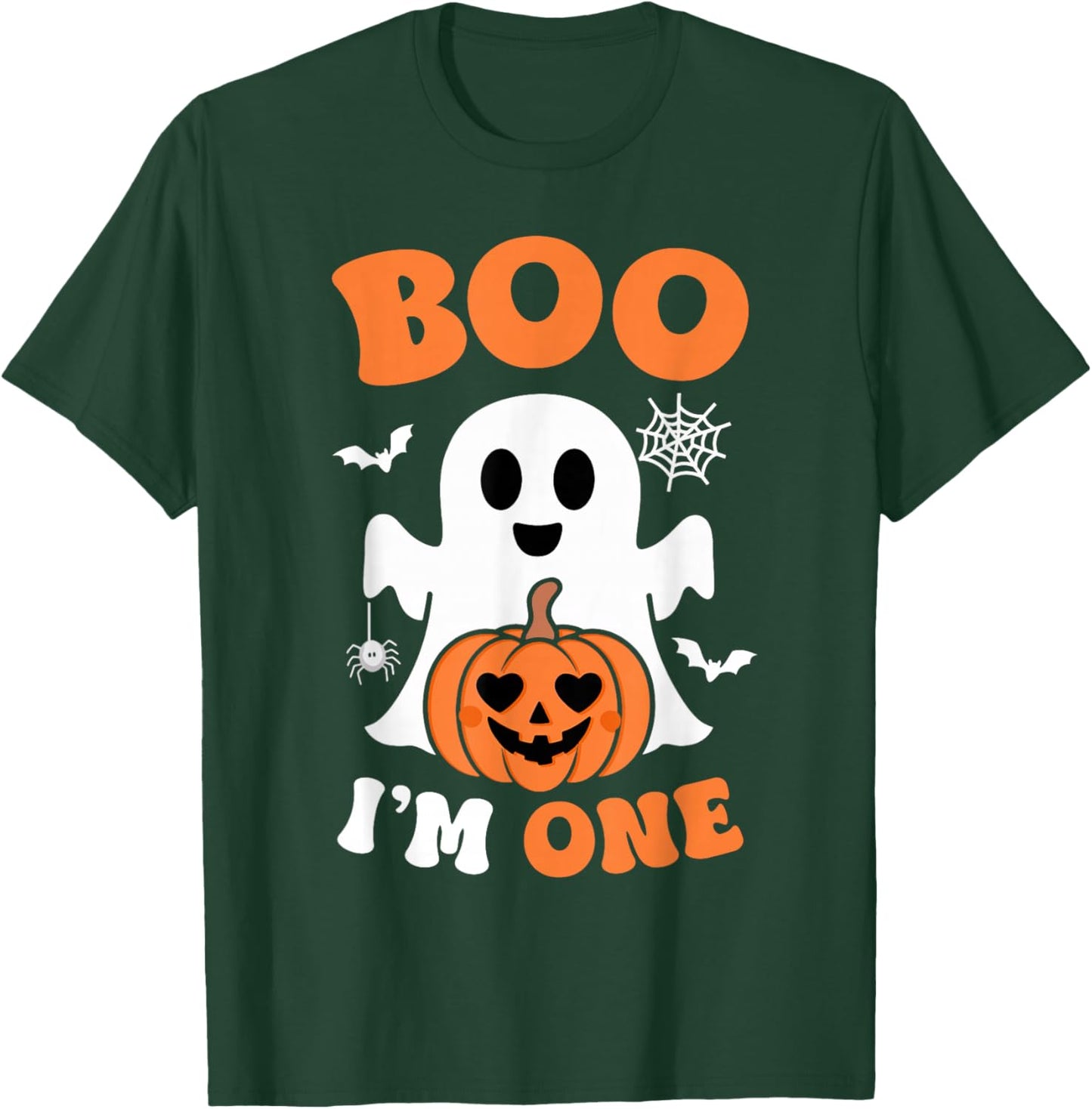 Ghost Boo I'm One Year 1st Birthday Boys Halloween Groovy T-Shirt - T-Shirt | Forest