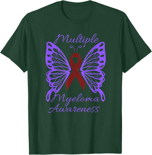 Multiple Myeloma Awareness Butterfly with Burgundy Ribbon T-Shirt - T-Shirt | Forest