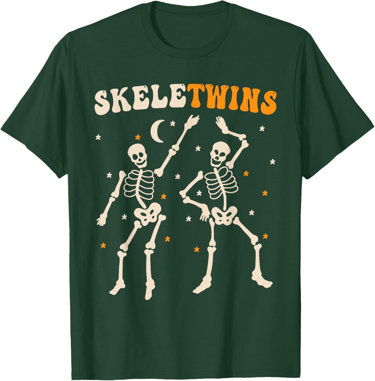 Skeletwins Twins Halloween Matching Funny Dancing Skeletons T-Shirt - T-Shirt | Forest