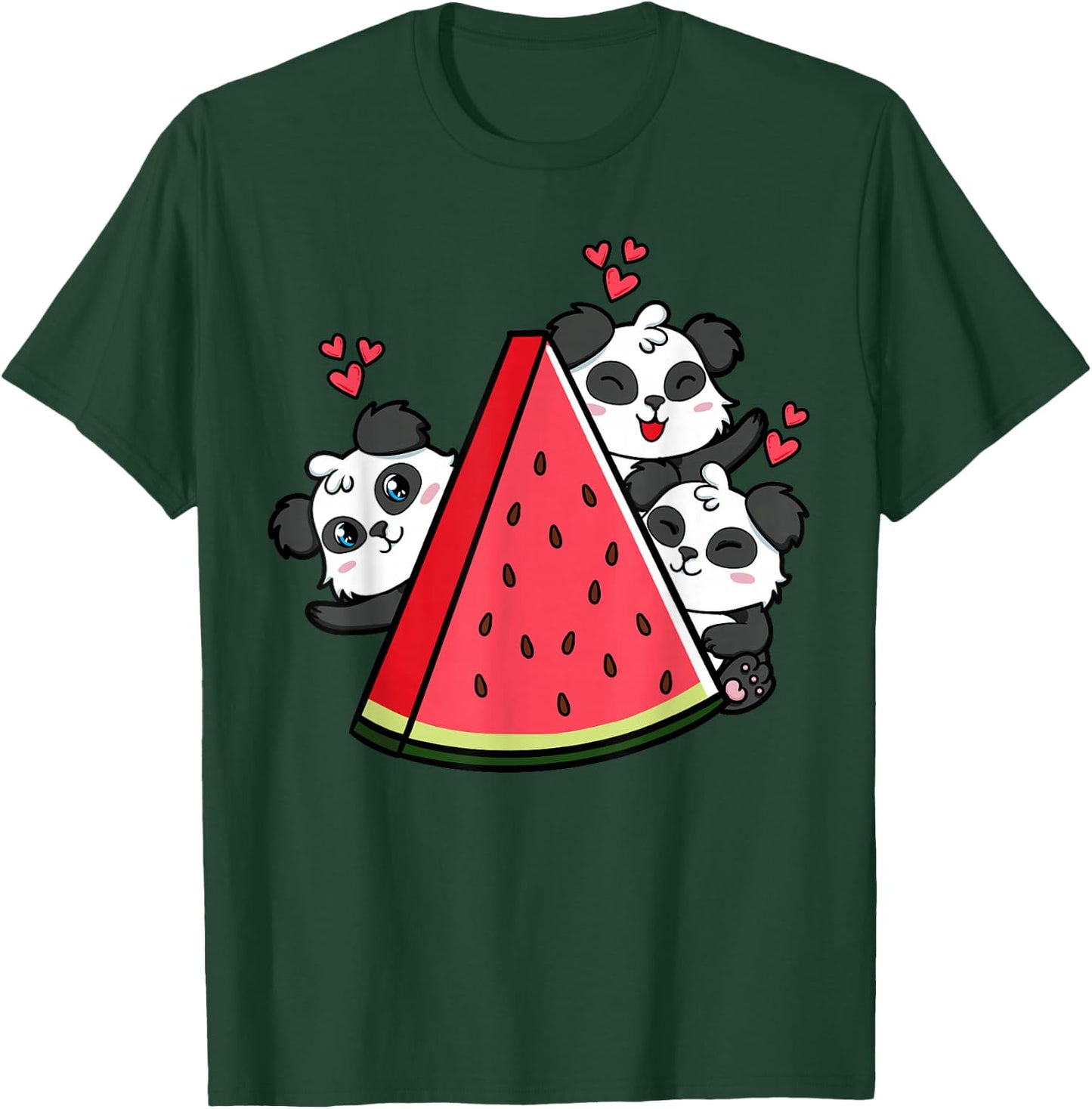 Panda Bear Watermelon Lover Summer Fruit Slice T-Shirt - T-Shirt | Forest
