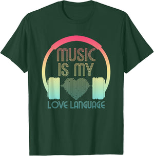 Music is my Love Language Cute Heart Waves for Music Lover T-Shirt - T-Shirt | Forest