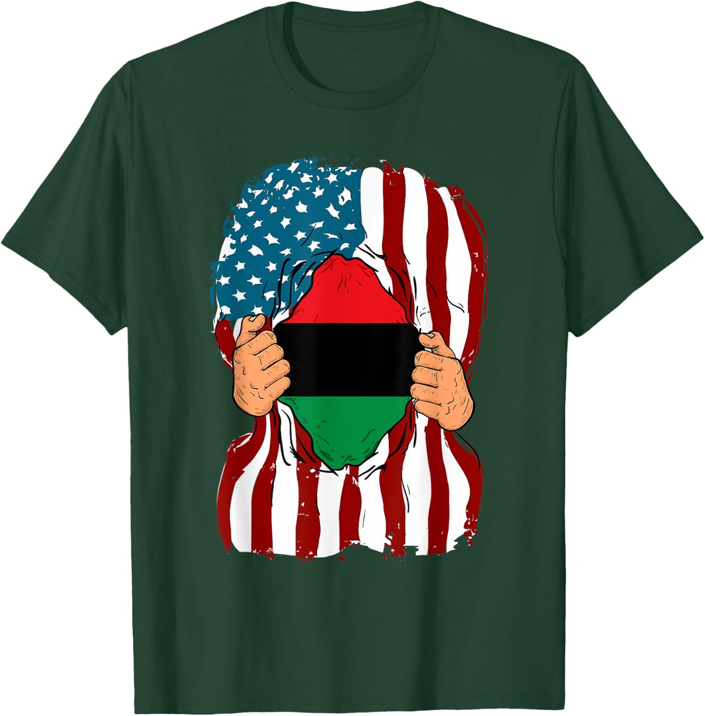 Pan African UNIA Flag Funny Loyal Afro Americans USA Gift T-Shirt - T-Shirt | Forest