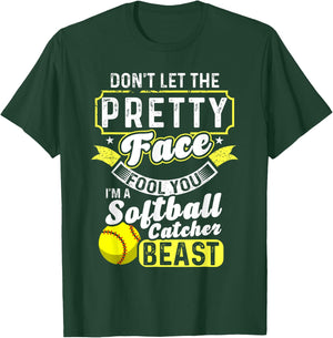 Catcher Softball Lovers Bat Ball Softball Player T-Shirt - T-Shirt | Forest